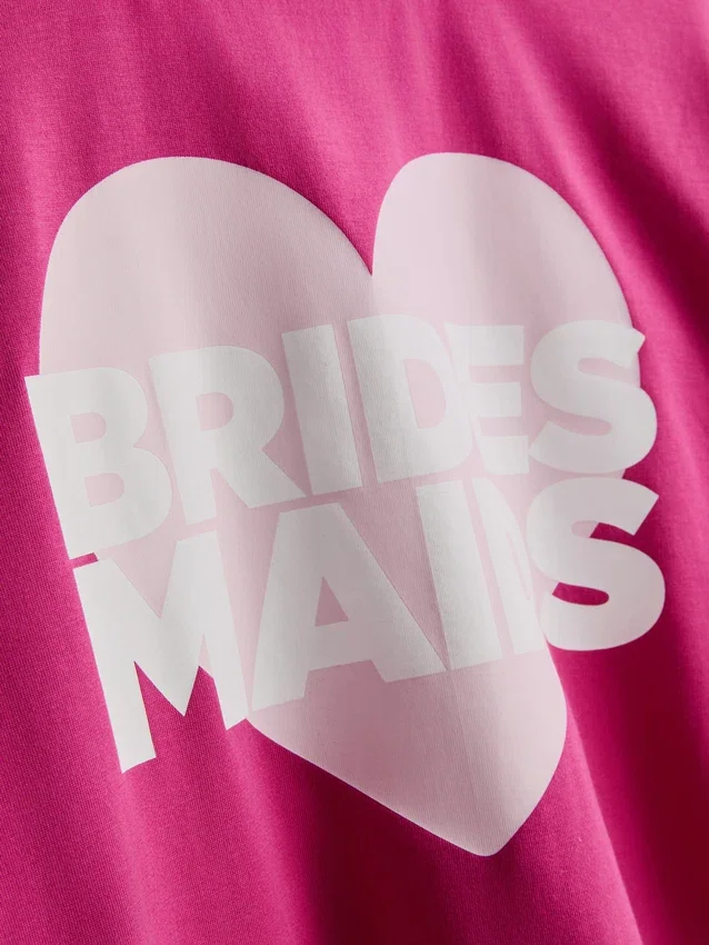 Pijamas cortos de algodón con estampado gráfico para damas de honor