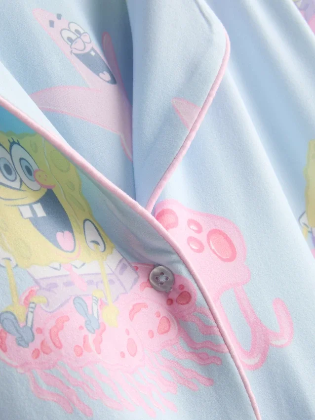 Pijamas cortos estilo boyfriend con estampado de Bob Esponja