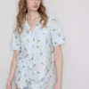 Pijamas cortos estilo boyfriend con estampado de desayuno