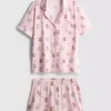 Pijamas cortos estilo boyfriend con estampado de ositos