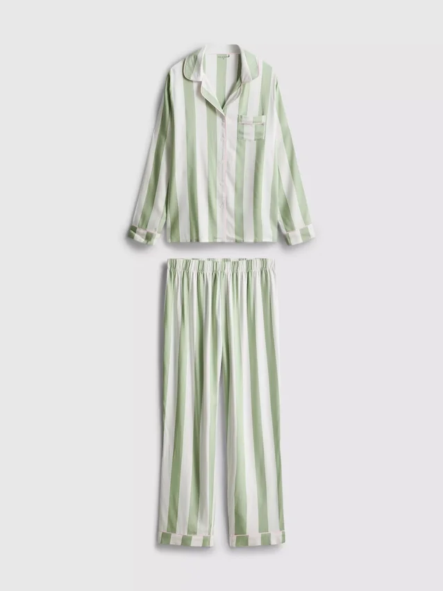 Pijamas de algodón a rayas estilo boyfriend