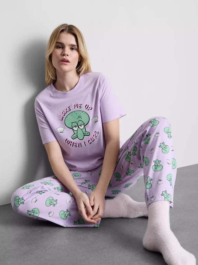 Pijamas de algodón con estampado de Bob Esponja