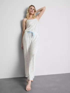 Pijamas de camisola con lazo de satén estampado