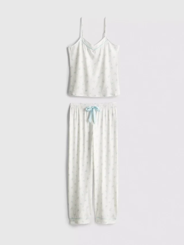 Pijamas de camisola con lazo de satén estampado