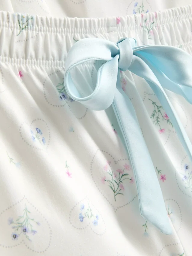 Pijamas de camisola con lazo de satén estampado