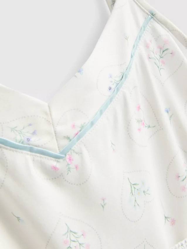 Pijamas de camisola con lazo de satén estampado