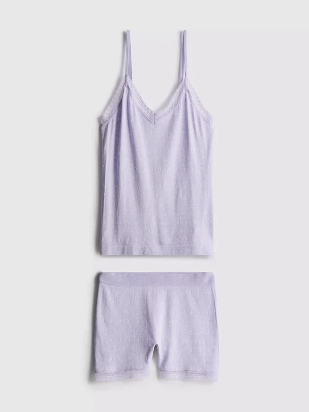 Pijamas de camisola y pantalones cortos sin costuras