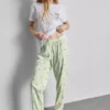 Pijamas estampados de algodón con cuello redondo