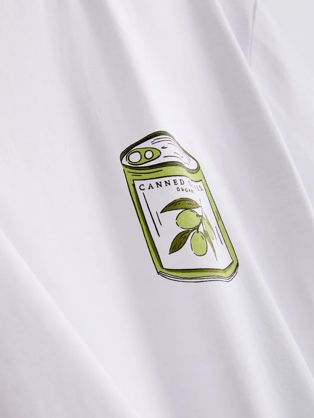 Pijamas estampados de algodón con cuello redondo