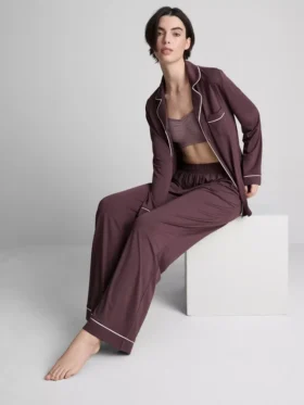Pijamas estilo boyfriend de jersey con ribetes