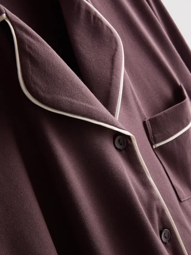 Pijamas estilo boyfriend de jersey con ribetes