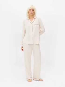 Pijamas estilo boyfriend de manga larga en jersey