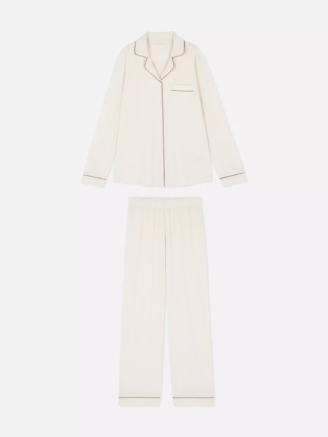 Pijamas estilo boyfriend de manga larga en jersey