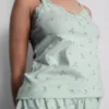 Pijamas tipo camisola con ribete de encaje