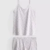 Pijamas tipo camisola con ribete de encaje