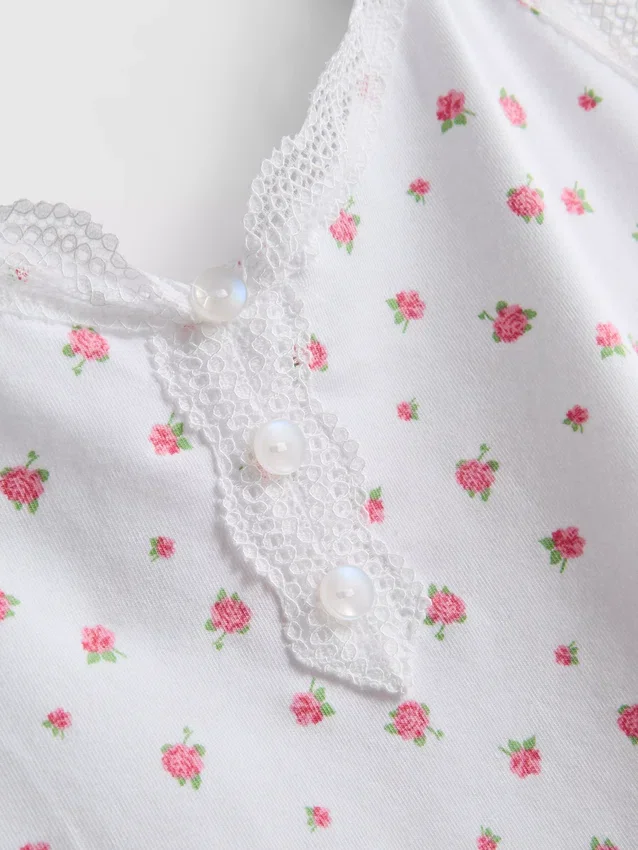 Pijamas tipo camisola con ribete de encaje