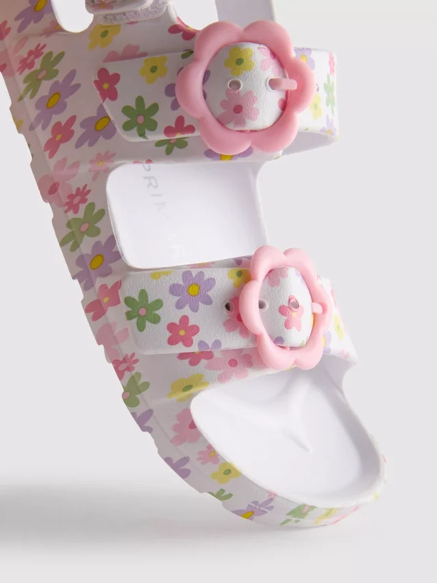 Sandalias con correa de doble hebilla estampadas