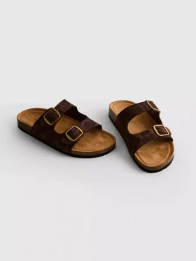 Sandalias con doble correa y plantilla, con estampado de leopardo