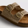 Sandalias con plantilla adornada y doble hebilla