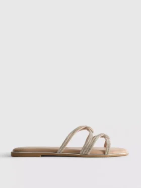Sandalias con tiras y diamantes de imitación