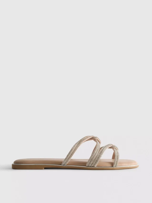 Sandalias con tiras y diamantes de imitación