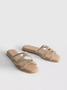 Sandalias con tiras y diamantes de imitación