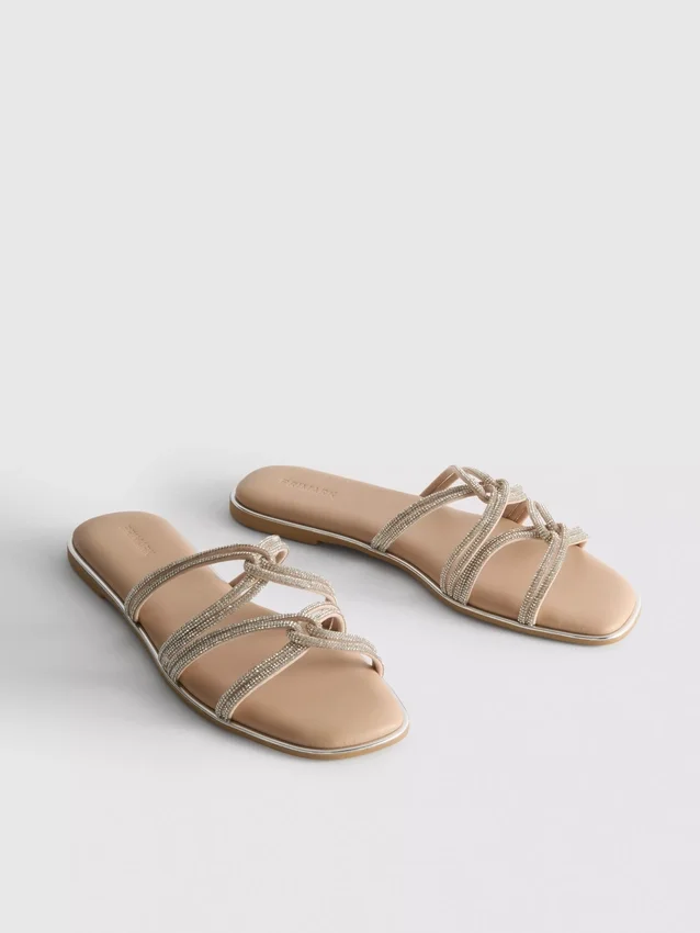 Sandalias con tiras y diamantes de imitación