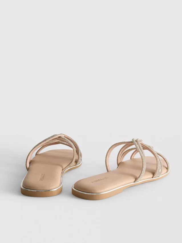 Sandalias con tiras y diamantes de imitación