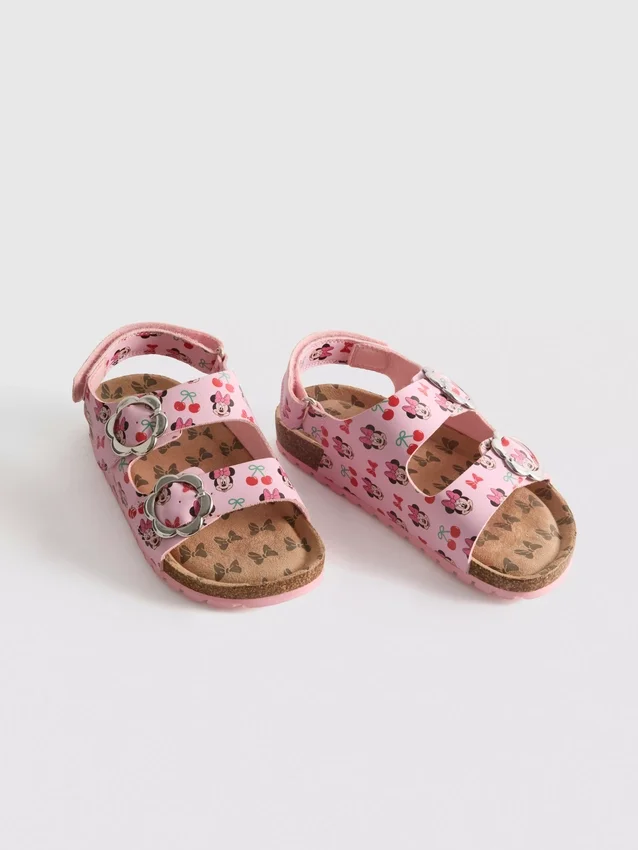 Sandalias de Disney con Minnie Mouse, correa trasera y doble hebilla