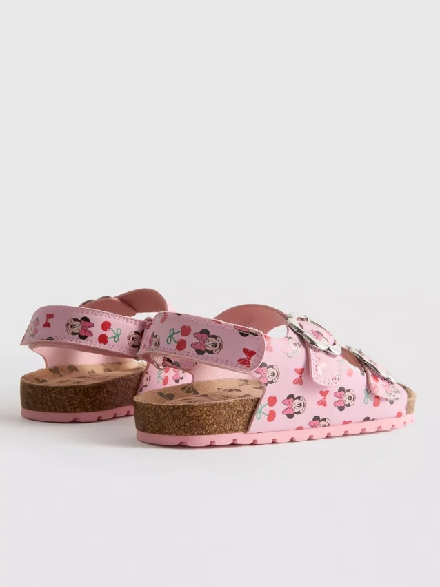 Sandalias de Disney con Minnie Mouse, correa trasera y doble hebilla