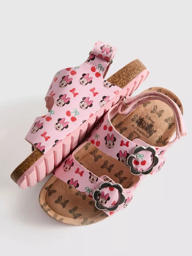 Sandalias de Disney con Minnie Mouse, correa trasera y doble hebilla