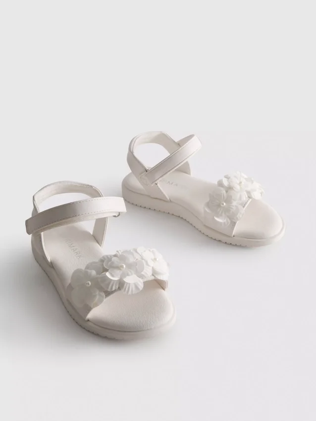Sandalias de fiesta con flores de tul