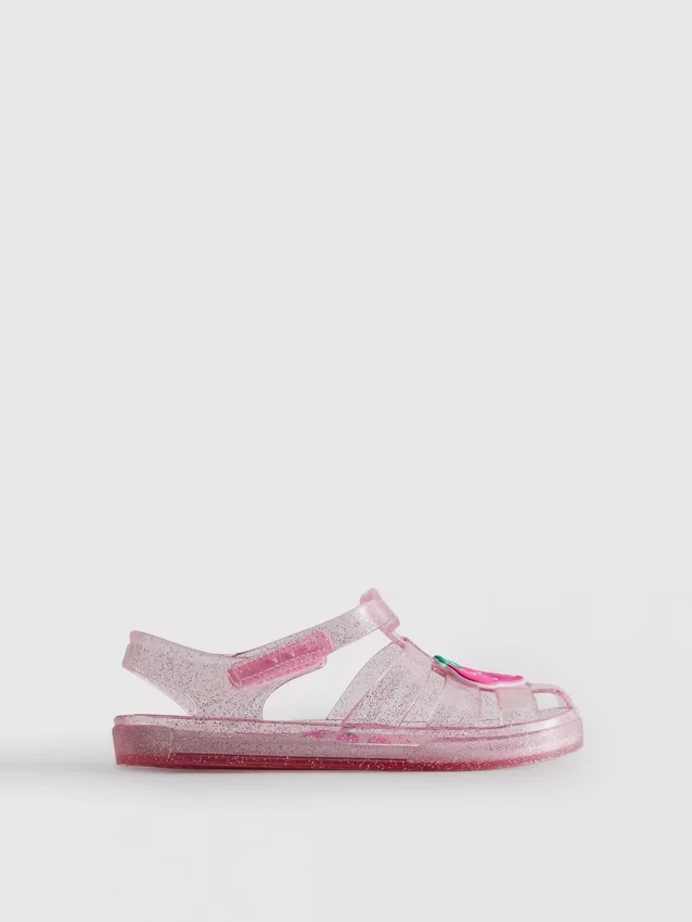Sandalias de goma con jaula y purpurina