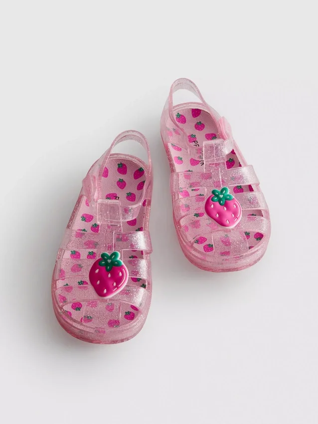 Sandalias de goma con jaula y purpurina