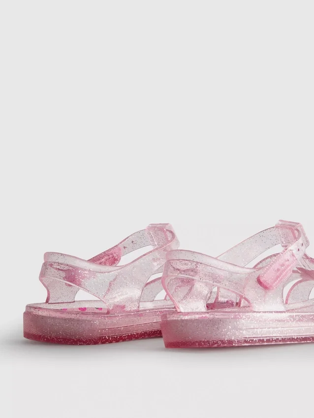 Sandalias de goma con jaula y purpurina