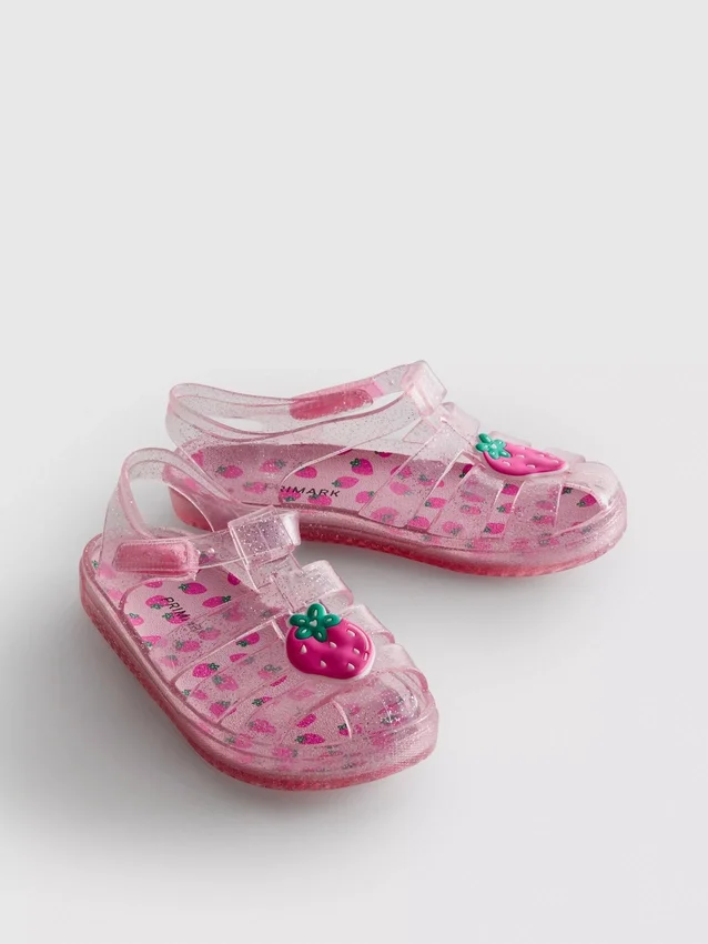 Sandalias de goma con jaula y purpurina