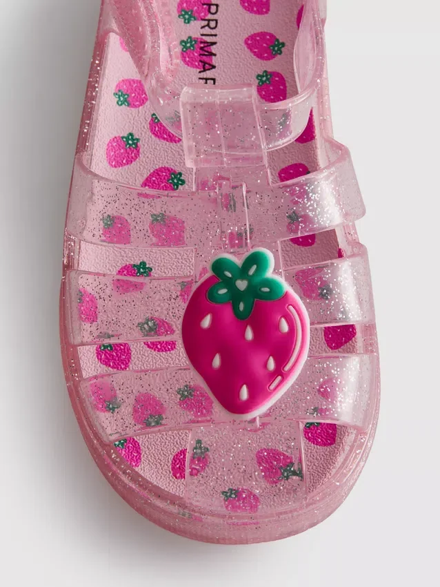 Sandalias de goma con jaula y purpurina