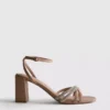 Sandalias de tacón con tiras y diamantes de imitación