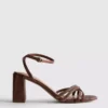 Sandalias de tacón con tiras y diamantes de imitación
