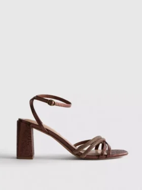 Sandalias de tacón con tiras y diamantes de imitación