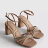 Sandalias de tacón con tiras y diamantes de imitación