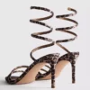 Sandalias de tacón en espiral con estampado de leopardo
