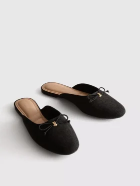 Sandalias tipo bailarina tipo mules con detalle de moño