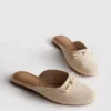 Sandalias tipo bailarina tipo mules con detalle de moño