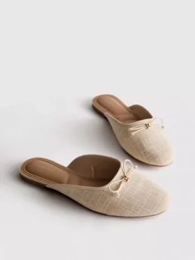 Sandalias tipo bailarina tipo mules con detalle de moño