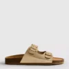 Sandalias tipo mules con doble correa con hebilla