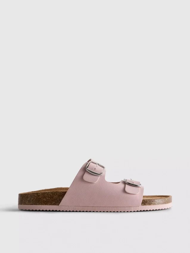 Sandalias tipo mules con doble correa con hebilla