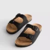 Sandalias tipo mules con doble correa con hebilla