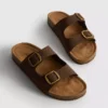 Sandalias tipo mules con doble correa con hebilla