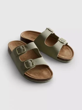 Sandalias tipo mules con doble correa con hebilla